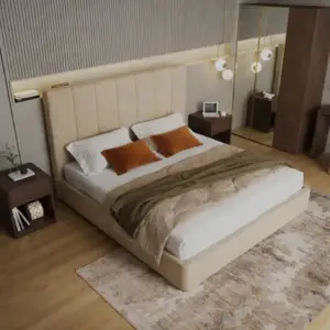 سرير قماش رمادي | سرير كاميليا