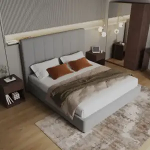 سرير قماش رمادي | سرير كاميليا