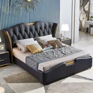 سرير كابتونيه جلد بتصميم شرقي أنيق