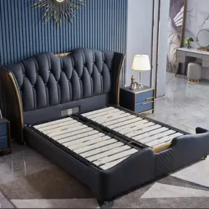 سرير كابتونيه جلد بتصميم شرقي أنيق