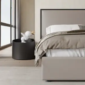 طاولة سرير جانبية خشبية بتصميم دائري