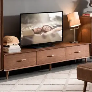 طاولة تلفاز خشبية مودرن بأدراج واسعة