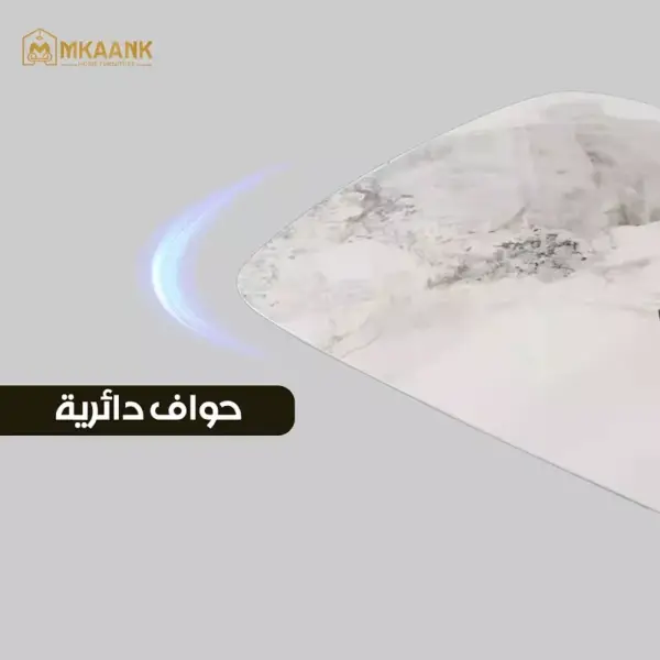 طاولة طعام بسطح رخامي متين و كراسي متعددة