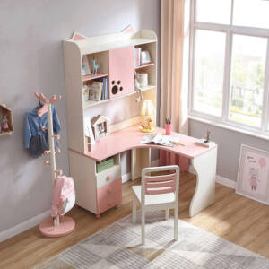 مكتب بكرسي للأطفال بأرفف تخزين