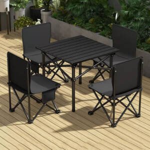 طاولة مع اربع كراسي للجلسات الخارجية