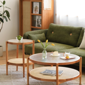 طاولة قهوة من خشب الروطان