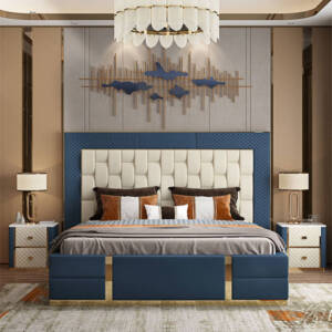 سرير الفخامة والرقي مع 2 كومود فاخرة