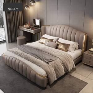 سرير نوم بتصميم ملكي من الجلد