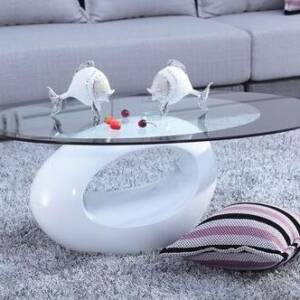 طاولة قهوة بتصميم بيضاوي بسيط