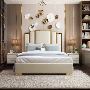 سرير فاخر بتصميم حديث وجلد ناعم