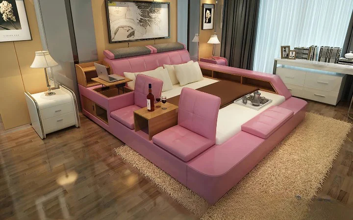 سرير (5) سرير جلدي فاخر من التصميم الايطالي