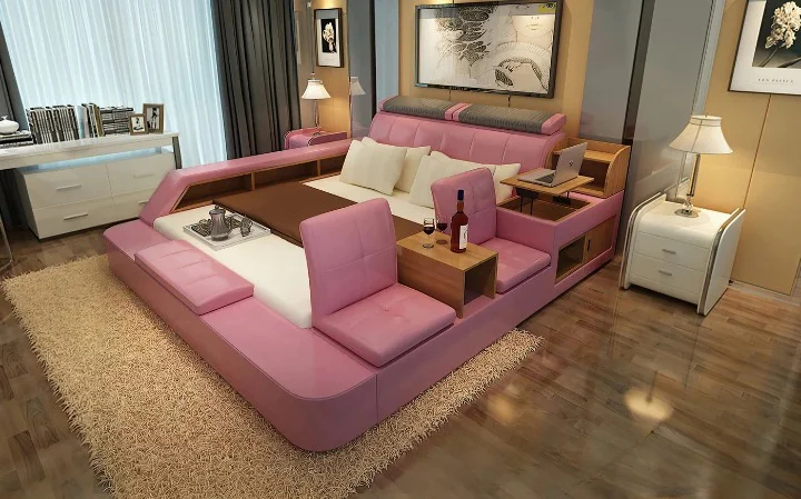 سرير (8) سرير جلدي فاخر من التصميم الايطالي