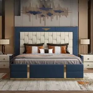 سرير الفخامة والرقي مع 2 كومود فاخرة