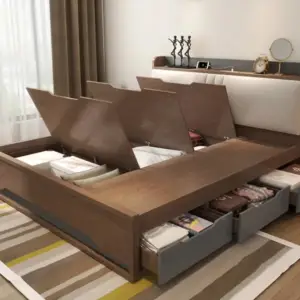 سرير نوم بمساحة تخزين بتصميم أنيق مميز